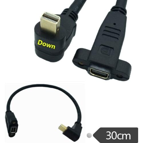 90° UP/Down Angle mini Display Port Male to mini Display Port Female socket panel mount Extension Cable 0.3m