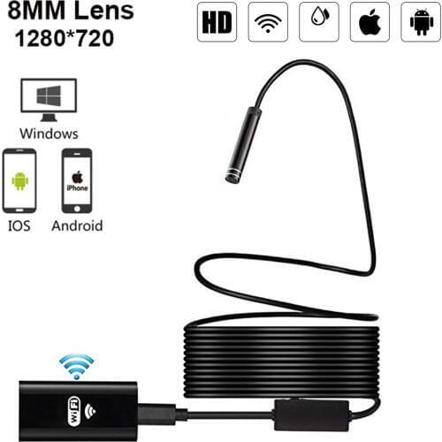 Wireless WiFi HD 720P 8mm Endoscope Camera 2M 5M Wifi Outdoor USB Endoscope Borescope Inspection Android iPhone Camera