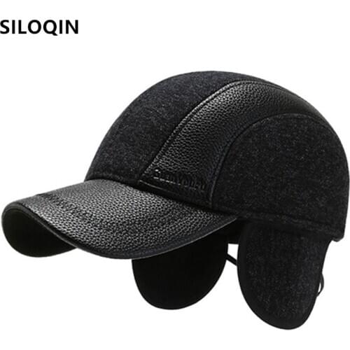 SILOQIN New Winter Warm Baseball Caps For Men Novelty Thicken Warm Ear Protectors Cold Proof Earmuffs Hat Mens Snapback Cap