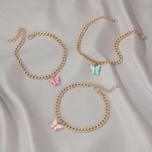 Cute Butterfly Decor Chain Bracelet Bangle Anklet Jewelry Gift For Women Best Friends Lover New Fashion Wholesale