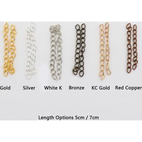 100pcs 5 7cm KC Gold Silver Color Diy Metal End Tail Extension Chain For Jewelry Making Necklace Bracelet Handmade Accessories