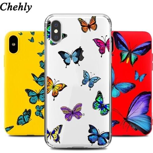 Butterfly Phone Case for IPhone 6s 7 8 11 12 Mini Plus Pro X XS MAX XR SE Cute Cases Soft Silicone Fitted Back Accessories Cover