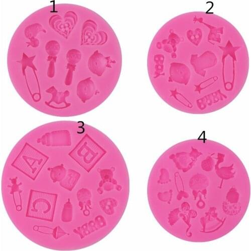 Spot Wholesale Baby Rooster Stroller Trojan Bear Cartoon Head Pattern DIY Fondant Cake Mold