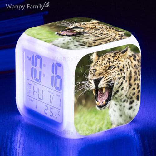 [Wanpy Family] Prairie Cheetah Alarm Clock For Childrens room Desktop Multifunction Glowing LED Color Changing Alarm Clock