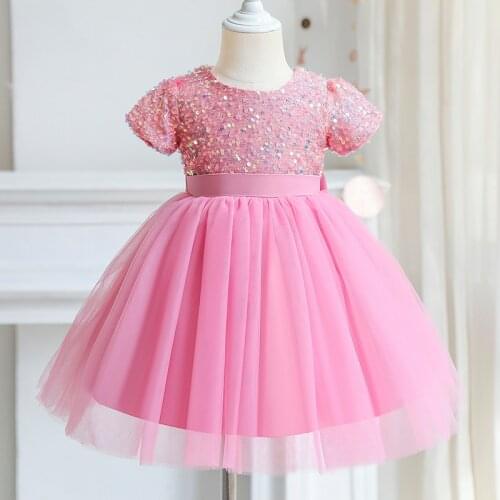 Floral Baby Dress Baby Girl Outfit Princess Dress 1-5y Flower Girl Dresses For Weddings Pink Sequins Dresses Toddler Dresses
