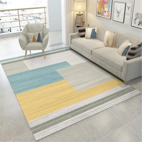 Geometric Sofa Area Rugs Bedside Bedroom Floor Mat Washable Hallway Printed Carpet Rectangular Stripe Mat Home Decoration