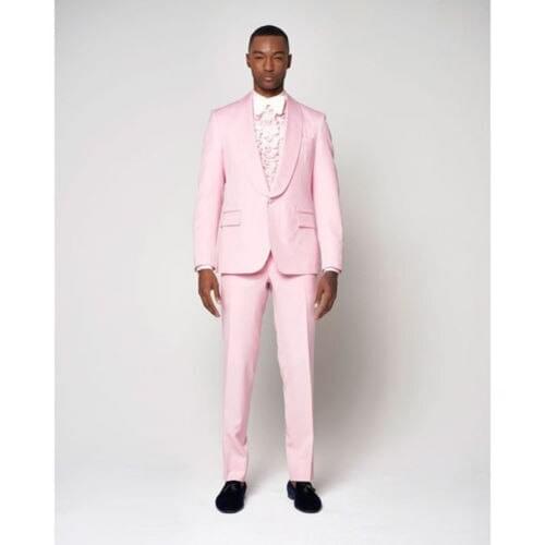 Tailor Made Light Pink Mens Suits Groom Wedding Prom Mens Suits Customized Terno Masculino Suits 2 Pcs(Jacket+Pant)