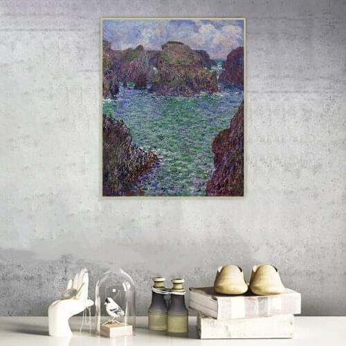 Canvas Oil Painting Claude Monet"Rocks At Port-Goulphar,Belle-Île"Wall Aesthetic Western Art Decor Poster Home Decoration