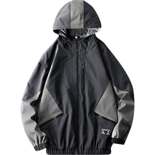 Fad spring and autumn clothes Men Jacket Hip Hop Mens Hooded Windbreaker Jacket Outwear Hooded Coat Harajuku Streetwear