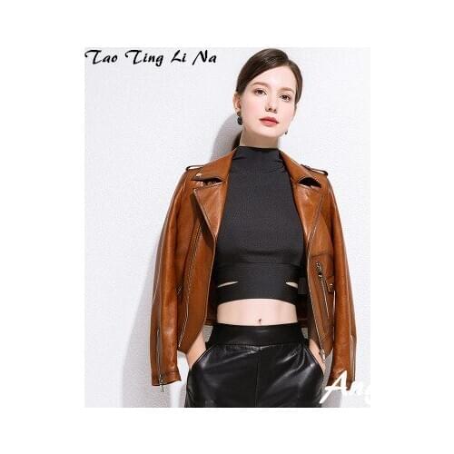 Top brand Spring 2020 Women Genuine Real Sheep Leather Jacket R27 high quality