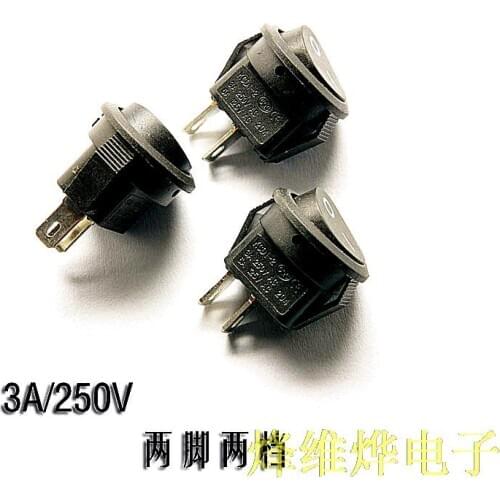 Small Round Rocker Switch Black 2 feet 2 files rocker switch 3A / 250V 6A / 125V 20 Zhi