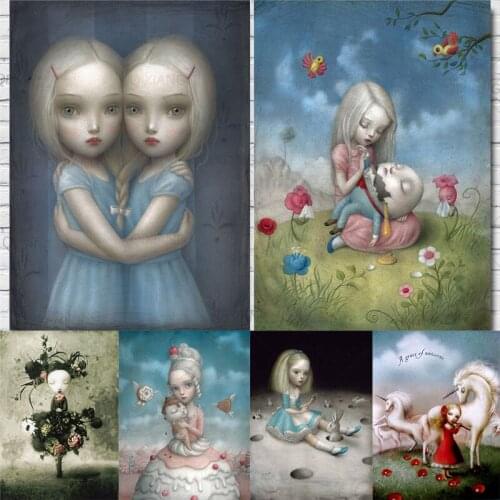 Modular Pictures Nicoletta Ceccoli Canvas Wall Art Girl Paintings Doll Printed Weird Poster Fairy Tale World Home Decor Bedroom