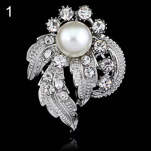 New Elegant Bridal Bouquet Rhinestone Crystal Brooch Pin Pearl Brooches Flower Simple Fashion Jewelry Wedding Pin Gift