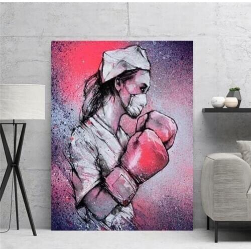 Prints Posters Home Decor Nurse Boxing Abstract Pink Gift Canvas Painting Wall Artwork Modern Bedroom Cuadros Modular Pictures