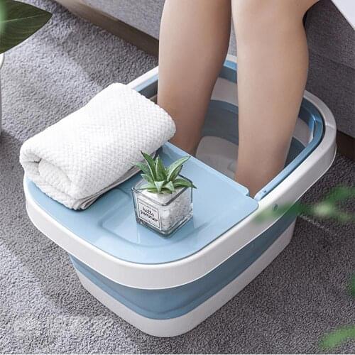Plastic Foldable Bucket Foot Bath Bucket Bathroom Foot Wash Basin Laundry Buckets Portable Folding Water Container Large