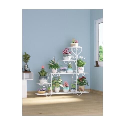 Flower shelf balcony flower stand wrought iron hanging orchid shelf rack living room floor type simple flower pot stand