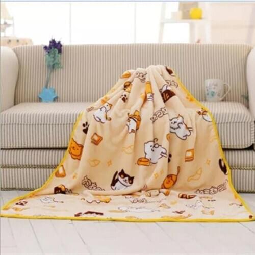 Neko Atsume Cat Backyard Blanket Anime Bedding Quilt Coral Fleece Bedsheet 200*150cm