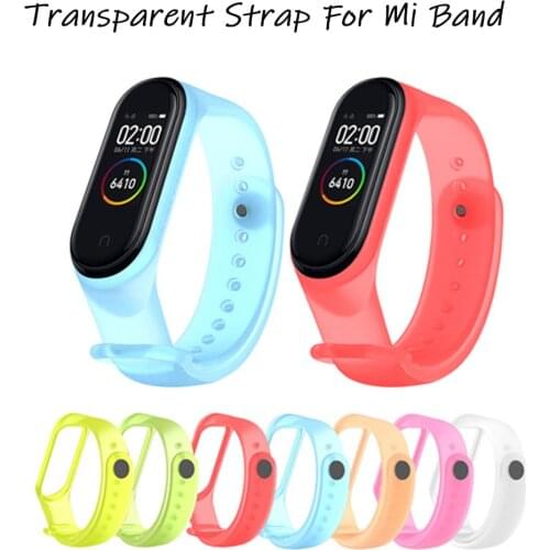 For xiaomi mi band 5 6 transparent strap new colorful miband 4 strap silicone mi band 4 3 belt replacement for xiaomi mi 4 band