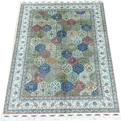 Seeykeep™ 6x9ft Pure Silk Handknotted Exquisite Peach-Shaped Floral Rug-SK3036110
