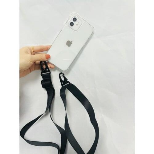 Novelty Impact Wide Sling Strap Phone Case For iPhone12Pro 11 XSMAX 78PLUS SE2020 XR Full Cover Skinny Shell Phone Protection