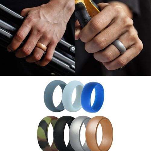 7 Colors/set Silicone Finger Ring Size 7-13 Flexible Hypoallergenic Army Band Rubber Ring Wedding Engagement Unisex Rings