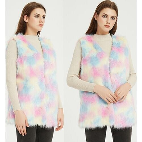 Autumn winter new fox fur grass vest color women fashion vest fur coat imitation fur waistcoat