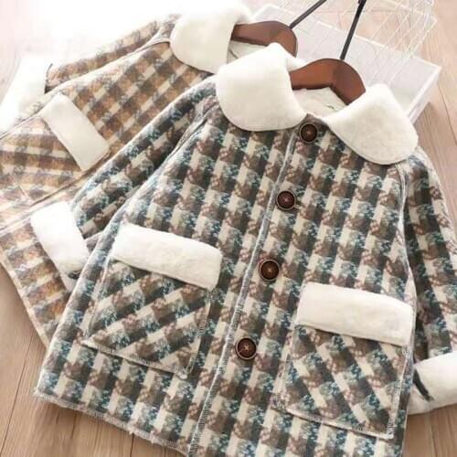 Girls winter woollen coat 2020 new cashmere long Korean trench coat fashionable childrens woollen coat