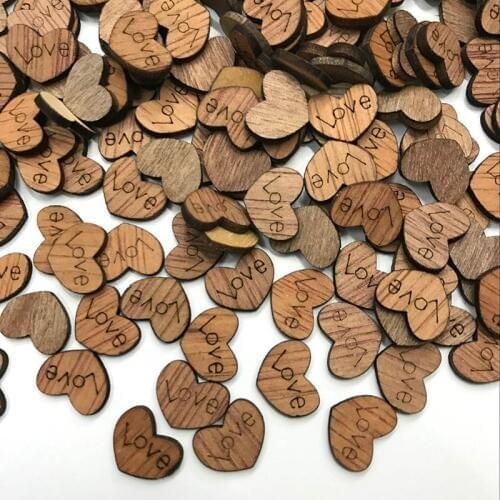 100Pcs Mini Wooden Love Heart Wedding Table Scatter DIY Craft Accessories Rustic Wedding Party DIY Decoration Favor Scrapbooking