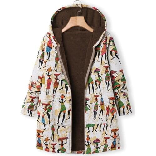 2021 New Winter Hooded Plus Velvet Loose Plush Warm Printing Cotton Jacket Women Manteau Femme Qm