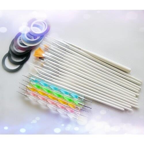 30Pcs nail tool Basic Painting Dotting Pen Nail Draw Pen Brush nail tape line sticker