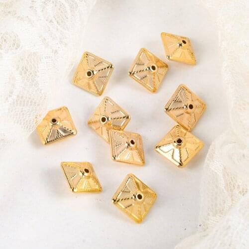 50pcs Gold Bulk CCB Plastic Bead Square Loose Spacer Beads For Jewelry Makings Bracelet Necklace DIY Supplies Crafts Accessories