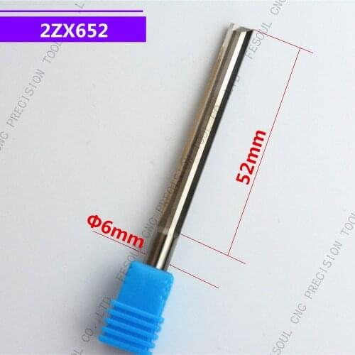 6mm*52mm,1pcs,Free shipping 2 Straight flutes end mill,CNC machine milling Cutter,Solid carbide wood tool,PVC,MDF,Acrylic,wood