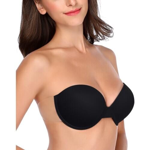 Push up Strapless Bra Self Adhesive Sticky Backless Reusable Thick Padded Bra Silicone Gel Underwire Adhesive Bra