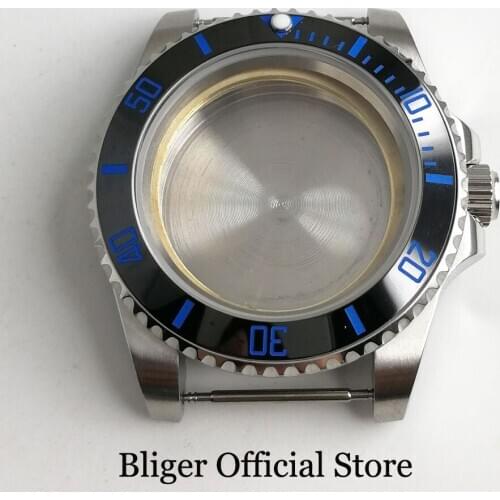 Top Quality 40mm Silver Color Watch Case with Ceramic Bezel Fit ETA 2836 MIYOTA Movement