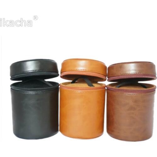 S Size Camera Lens Bag PU Leather Case Suitable for Canon Nikon Sony Pentax Fujifilm Tamron Lens Pocket