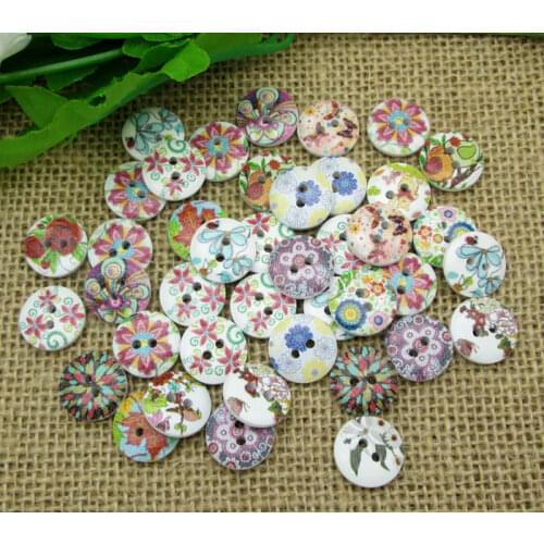 50Pcs Mixed Wood Round Sewing Wooden Buttons For Clothes Scrapbooking Decorative Needlework Botones Handicraft DIY Accessories