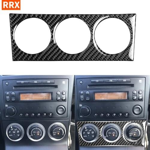 For Nissan 350Z Z33 2003-2009 Real Black Carbon Fiber Sticker Air Conditioning Control Panel AC Button Interior Car Accessories