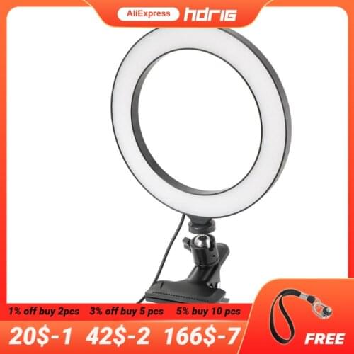 HDRiG 8 Inch LED Ring Light Clip Clamp Holder Mount with Universal Metal Standard Ball Head for Camera Flash Photography