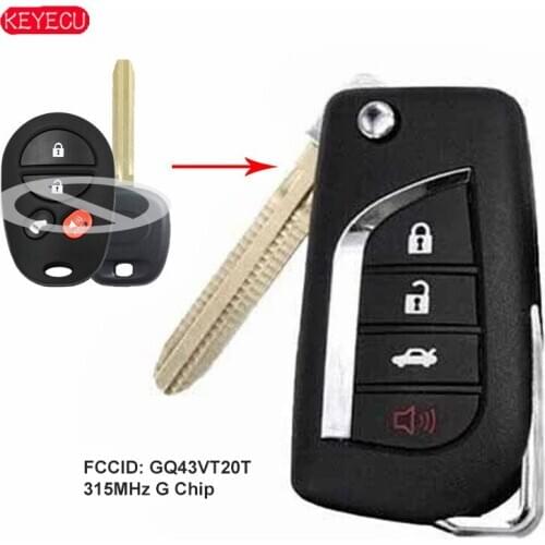 KEYECU 315MHz G Chip Modified flip Remote Key for Toyota Sienna Tacoma Sequoia Tundra 2011-2014 Highlander FCCID: GQ43VT20T