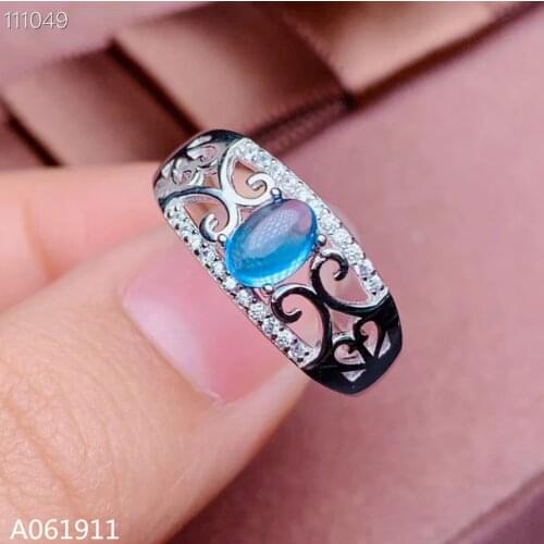 KJJEAXCMY fine jewelry natural blue topaz 925 sterling silver new women ring support test cute