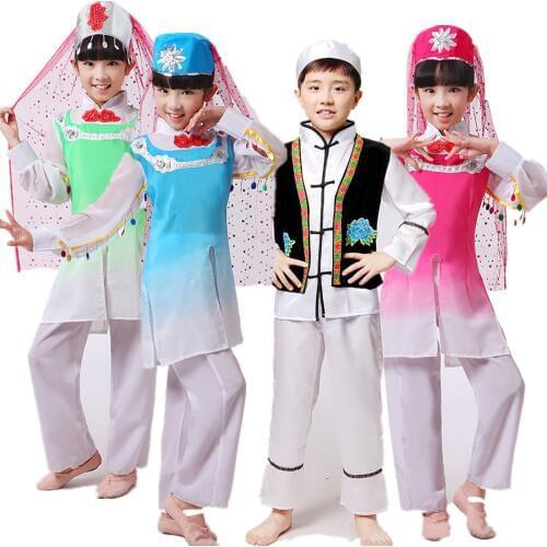 Chinese Hui People Nationality Dance Costume Asian Ethnic Dance Dress with Hat Chinese Folk Stage Performance Costume 18