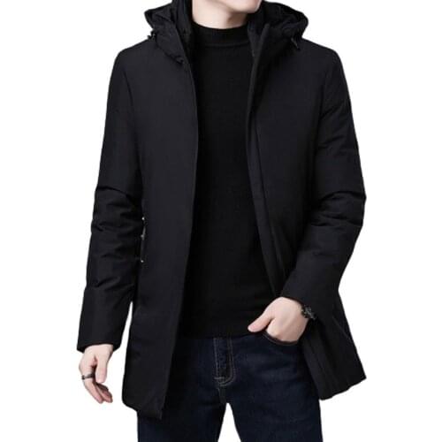 New Mens Parkas Fashion Warm Cotton Jackets Parkas With Hooded Coats Male Oversize Smart Casual Long Coats Men England Style