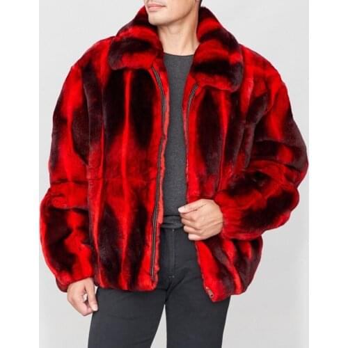 Fur Jacket Men Fur Coat Bomber Jacket Real Rex Rabbit Fur Overcoat Plus Size Coat Winter Warm Fashion