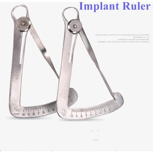 Dental Metal Implant Ruler Oral Care Dentist Lab Surgical Thickness Autoclavable Triangle Caliper Stainless Steel Measuring Tool