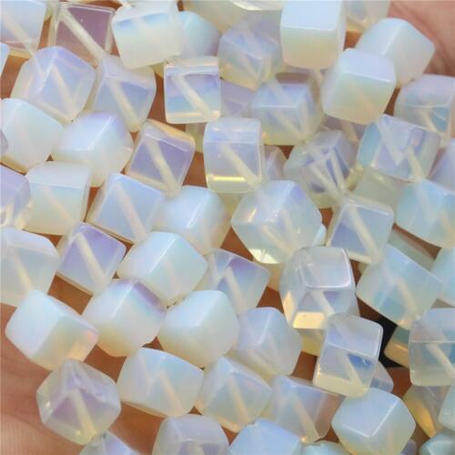 Cute/Romantic Natural Stone White Opal Crystal Moonstone 8x8mm Square Loose Beads Jewelry Semi-manufacture 15inch Y782