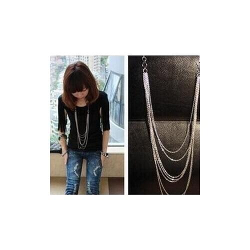 Na073 Europe and America Fashion Personality Trend Multilayer Cross chain Tassel Necklace Womens jewelry accessories