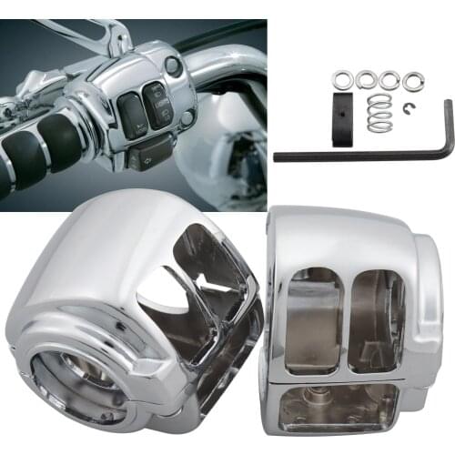 Motorcycle Chrome Handlebar Switch Housing Covers for Harley Dyna Sportster Softail Touring Fat Bob CVO Super Glide Models