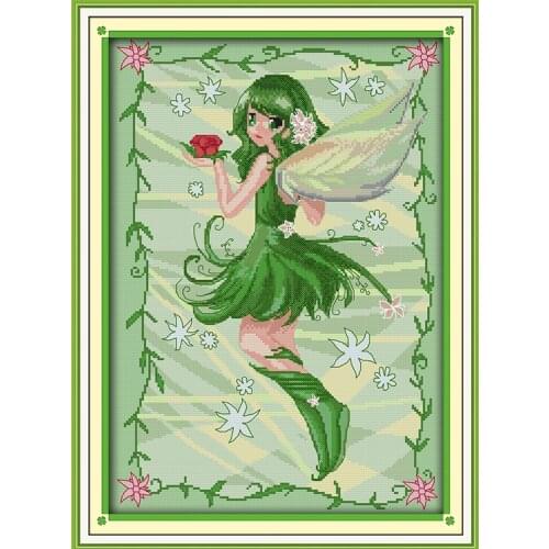 Green-elf cross stitch kit 14ct 11ct count print canvas stitching embroidery DIY handmade needlework