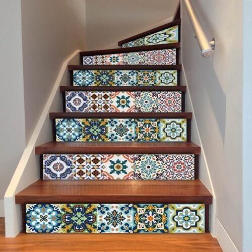 Arabic Style Talavera Stair Sticker DIY Baseboard Kitchen Bathroom Waterproof Tiles Decor Art Decal