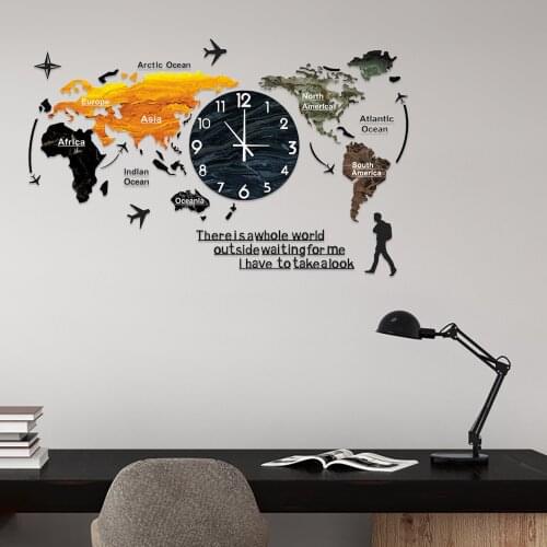 Continental Plates Of The Earth Wall Clock Modern World Map Home Bedroom Decor Wall Stickers Wall Clock, reloj pared, wanduhr